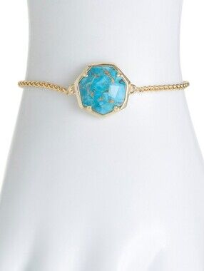 Kendra Scott Gold Chain Bracelet with Turquoise Octagon Stone NWT